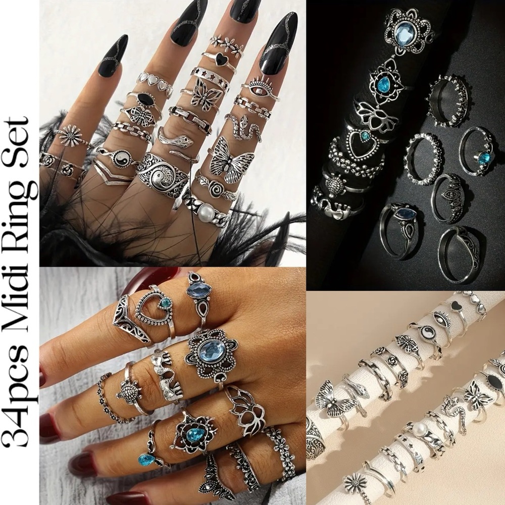 2 Midi Mid Finger Knuckle Ring Sets